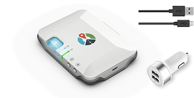 Mileage Ace mileage tracker, Dual Port Car Charger, Micro USB cable.